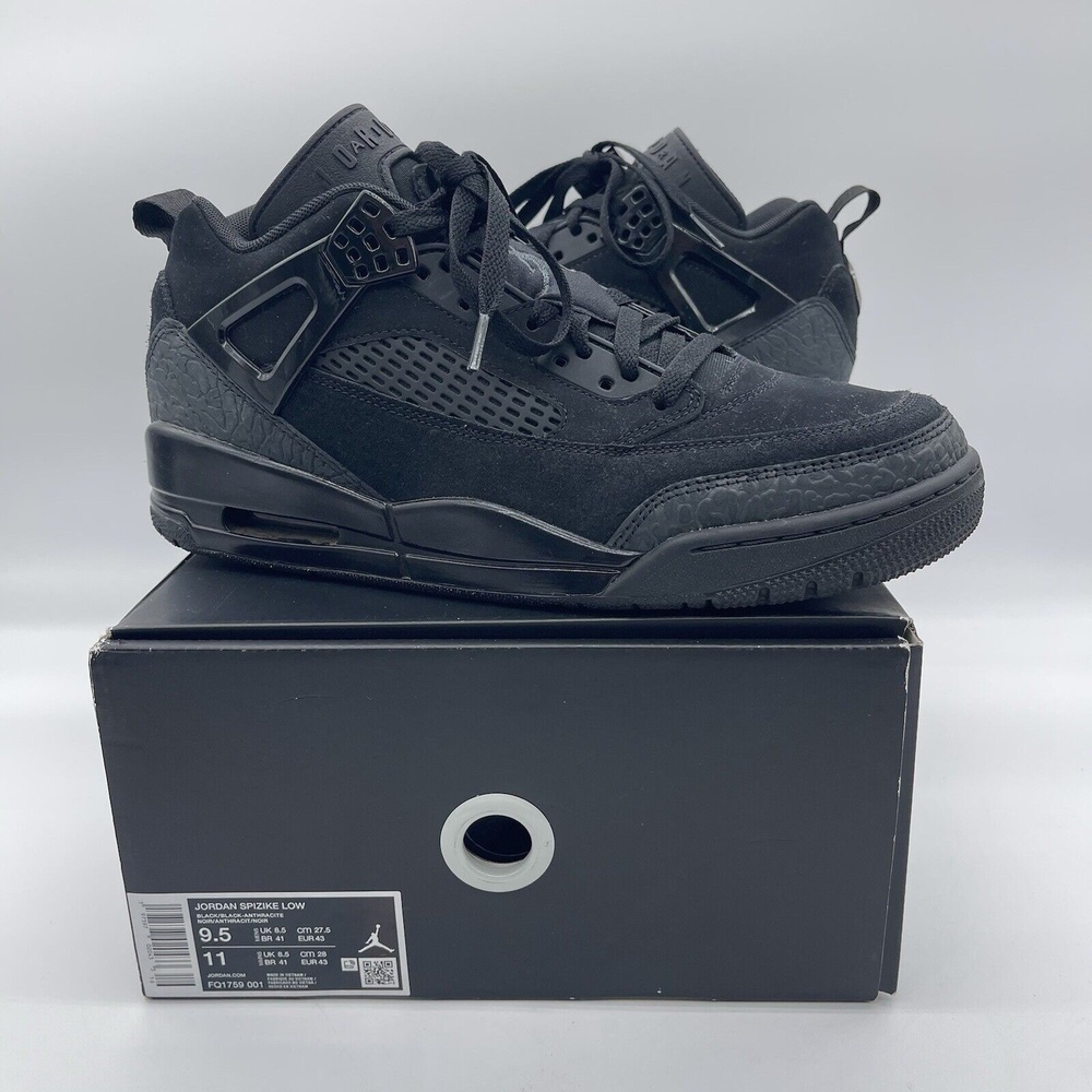 Nike Jordan Spizike Low Black Cat Men's Size 9.5 Sneakers FQ1759-001 Black Shoes